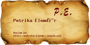 Petrika Elemér névjegykártya